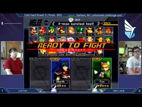 Cold Hard Smash 5 SSBM - Led Free (Marth) vs. elicik (Fox) - Melee Pools
