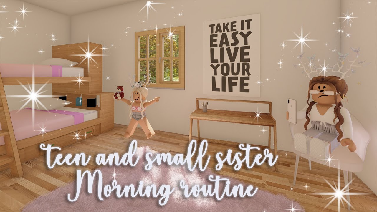 TEEN AND SMALL SISTER'S MORNING ROUTINE DURING QUARANTINE!! roblox bloxburg roleplay