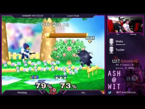 Hindawg (Falco, Fox) vs. Vro (Marth) - Melee Loser's Finals ASH@WIT #24 7/31/15
