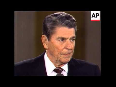 President Ronald Reagan holds a news conference and takes question on the Iran arms and Contra aid c