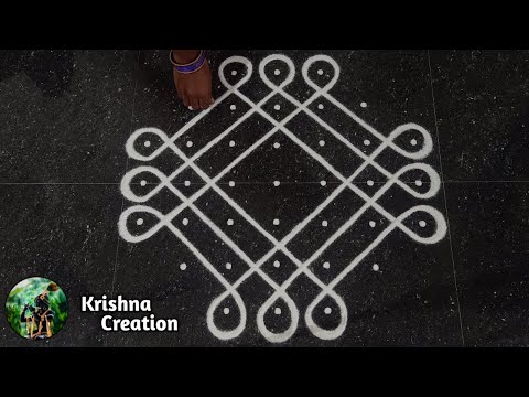 Easy sikku kolam, Kambi kolam | Melikala muggulu | 7x3x3 dot neli kolam | Beautiful Kambi kolam
