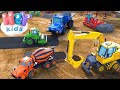 Les engins de chantier dessin animé 🚚 Tractopelle, bulldozer, grue, camion | HeyKids - Comptine bébé