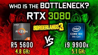 CPU Bottleneck test - Ryzen 5 5600 vs i9 9900ks with RTX 3080 - Borderlands 3