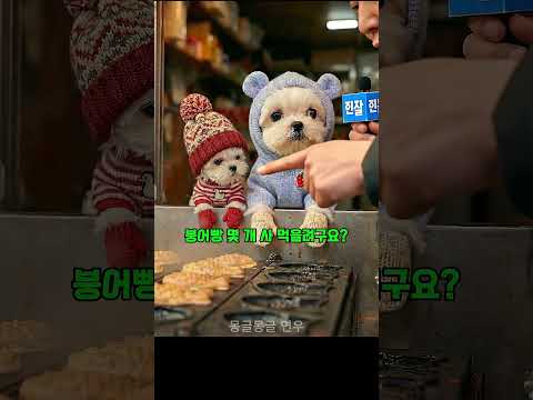 붕어빵 먹으러 외출 나온 강아지들