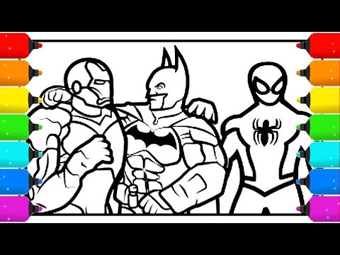 SPIDER-MAN vs Iron Man  vs Batman Coloring Pages Coloring Pages DRAWING and COLORING How to DRAW