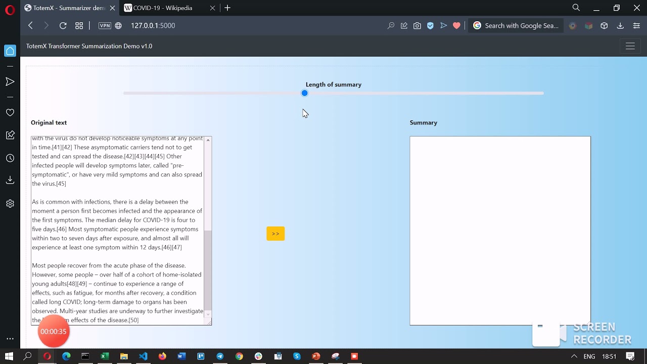 Natural language processing text summarization with transformers ( hugging face)