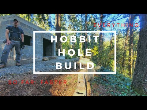 Hobbit Hole Tiny House Build: Concrete Foundation, Block Walls, Concrete Roof, CMU Retaining Wall