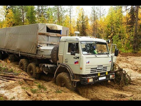 Труднопроходимые дороги Грузовики на бездорожье техника на зимнике и конец зимника