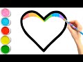 Rainbow Heart Glitter Coloring For Kids | Learn Shapes, Colors For Toddlers | Magic Fingers Art #02