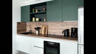 Современная прямая бело-зелёная кухня Проект 68 фото 3