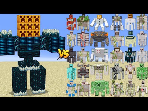 Titan Warden vs All New Golems – Hyper Sculk Boss vs Golem Family | Minecraft Battle