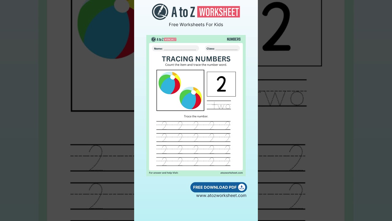 Number 2 Tracing Worksheet for Nursery and Preschool Kids – Free PDF
