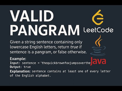 Leetcode 1832 Valid Pangram Easy Java Tutorial