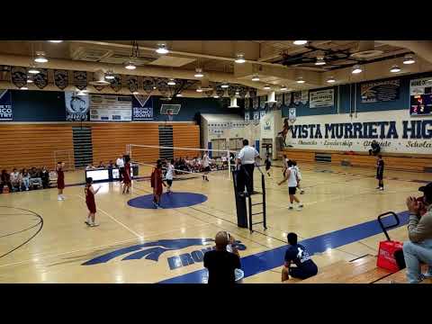 5th set:  Hillcrest Trojans vs Vista Murrieta Broncos Varsity Boys volleyball Rnd 1, 2018. SoCal.