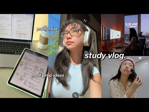 STUDY VLOG ???? waking up at 5AM, productive days in my life, skincare routine & meal prep ideas