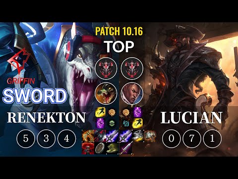 GRF Sword Renekton vs Lucian Top - KR Patch 10.16