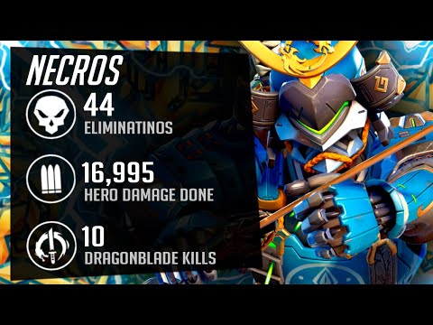 NECROS SHOWS HOW TO DOMINATE AS GENJI! 44 ELIMS! [ OVERWATCH 2 SEASON 4 TOP 500 ]