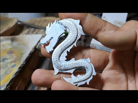 jewelry making, Diy, how to make a dragon carving pendant #handmade #silversmith