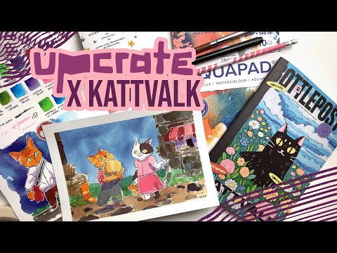 UPCRATE! Art Subscription Box - Upcrate x Kattvalk Box!! Cats and Watercolor Supplies!