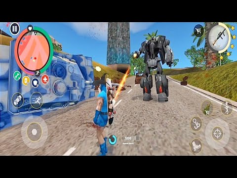 Rope Hero Vice Town | Skateboarding Rope Hero & Fight Police Robot Car - Android gameplay