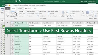 Promote a row to a column header in Excel