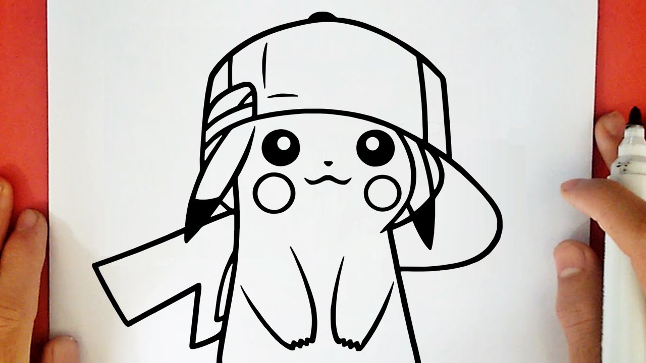 HOW TO DRAW PIKACHU WITH ASH'S HAT
