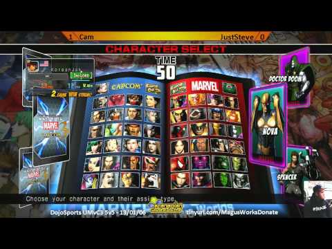 Cam vs JustSteve - Dojo Sports League 5v5 UMvC3 - Team Danger Room vs Team Panic Kings