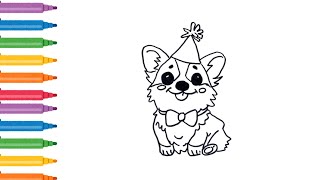 How to Draw a Cute Corgi Puppy 🐶 Easy and Fun Step-by-Step Drawing for Kids and Toddlers