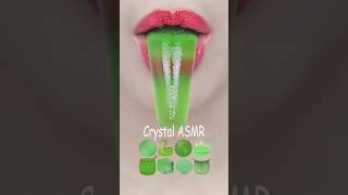 ASMR GREEN EMOJI FOOD sea grape kohakuto ice sprinkle honey jelly mukbang eating sounds