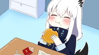 【手描き】フブさんの自由すぎるチーズバーガーの食べ方【ホロライブ/切り抜き】
