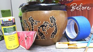 How to Paint and Seal an Already Glazed Ceramic Flower Pot  | Tinker, Tinker Saturday!