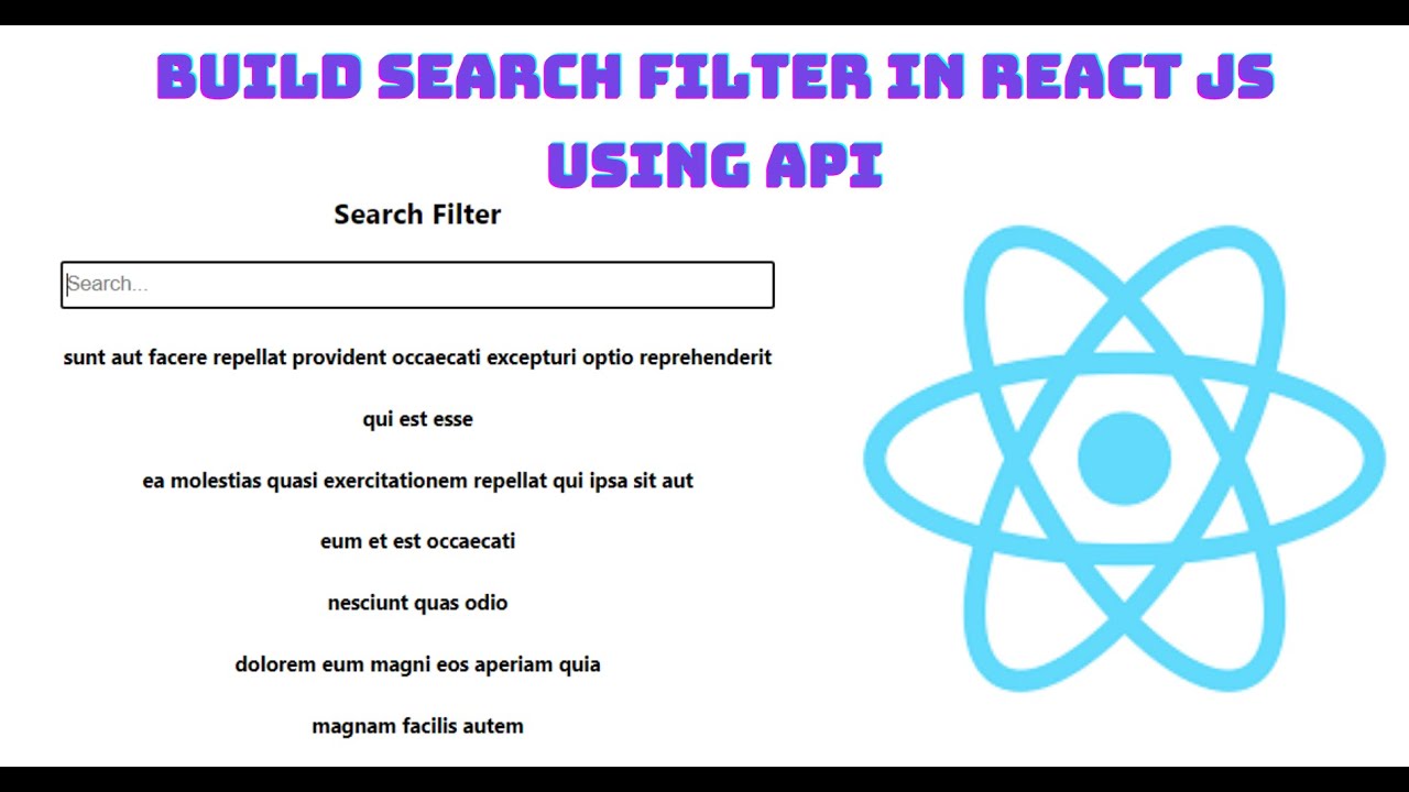 Build Search Filter in React JS using API