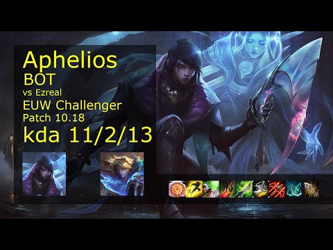 Aphelios ADC & Pantheon vs Ezreal & Gragas - EUW Challenger 11/2/13 Patch 10.18 Gameplay