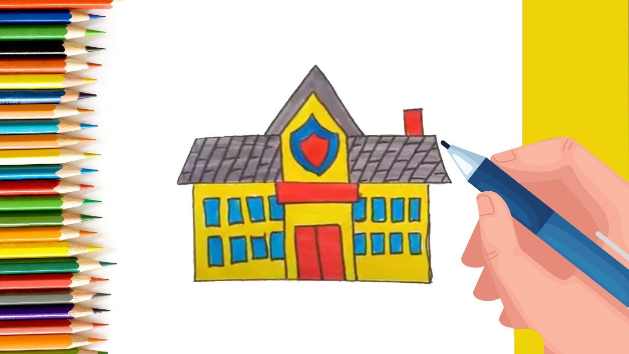 How to Draw easy School step by step for Kids   #shorts