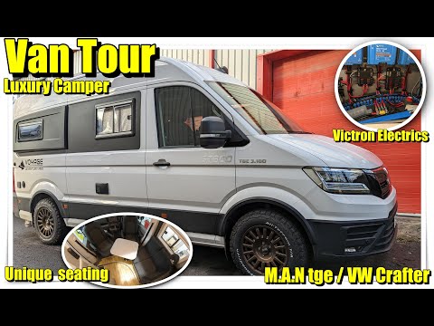 7 minute Detailed Van Tour. MWB M.A.N tge / VW Crafter. Luxury 2 berth van with Lithium and Victron.