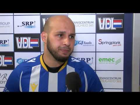Zakaria Amrani (FC Eindhoven) na winst 1e halve finale Play-Offs tegen Tigers Roermond