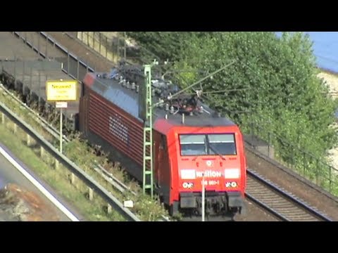 Züge Neuwied, CB Rail Class 66, CB Rail Prima, ITL 186, 2x 203, 185, 152, Plasser&Theurer, 189.mov