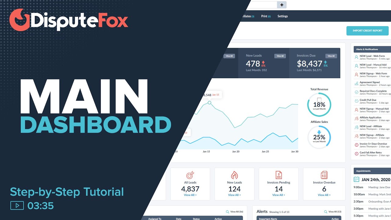 DisputeFox - Main Dashboard Overview