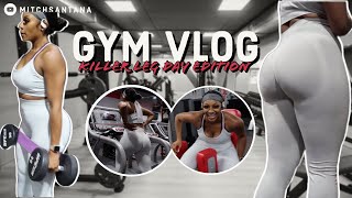 FITNESS VLOG: KILLER LEG DAY +GRWM for the gym|  Watch me go from STICK to THICK |Gym bag essentials
