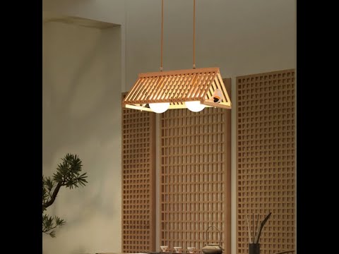 Đèn thả bàn ăn bằng gỗ hình mái hiên PL9740