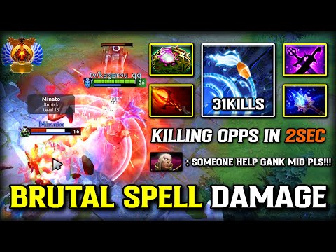 BRUTAL SPELL DAMAGE MID Queen of Pain | 31KILLS With OC + LVL5 DAGON Build | KILLING OPPS IN 2SEC