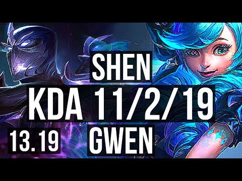 SHEN vs GWEN (TOP) | 11/2/19, 1.5M mastery, 800+ games, Dominating | BR Master | 13.19