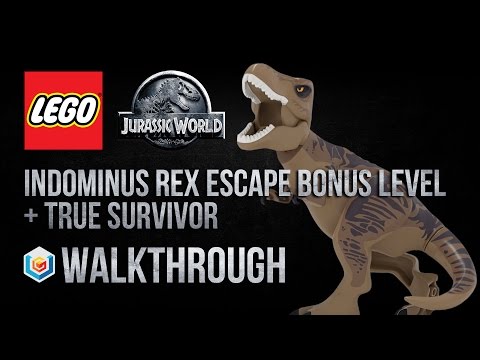 LEGO Jurassic World Indominus Rex Escape Bonus Level Walkthrough (True Survivor + Gold Brick)