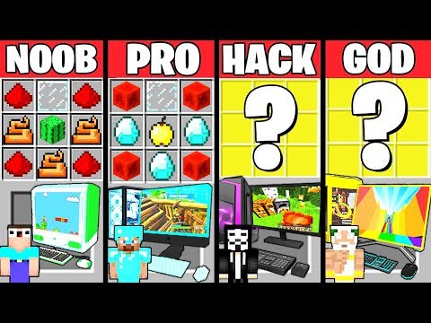 Minecraft Battle: GAMING COMPUTER CRAFTING CHALLENGE - NOOB vs PRO vs HACKER vs GOD Funny Animation