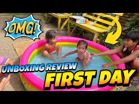 How to fill air Intex Plastic Water Tub 5 ft baby swimming pool | Unboxing | jenishliz
