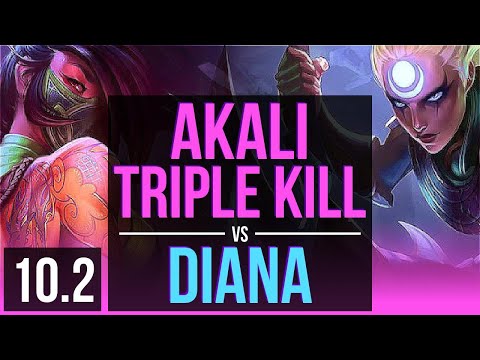AKALI vs DIANA (MID) | Triple Kill, 700+ games, 2 early solo kills | Korea Grandmaster | v10.2