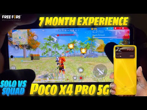Poco x4 pro 5g phone 7 months gaming test experience free fire handcam gameplay solo vs squad ff
