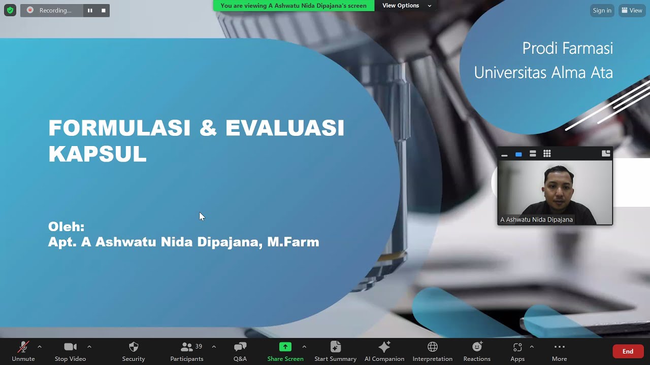 KULIAH FTS PADAT - SEDIAAN KAPSUL - apt. Ashwatu Nida D, M.Farm (Praktisi Mengajar)