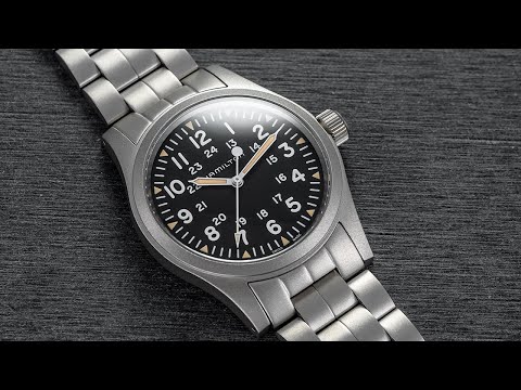 The Classic Hamilton Field Watch On A Bracelet - Khaki Field Mechanical Bracelet Black Dial