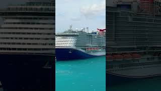 Cruise Ship Shorts - Cruise Ship Carnival Celebration Docked in the Port of Oranjestad Aruba